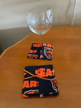 Chicago Bears NFL Fabric Coasters - Navy Blue & Orange
